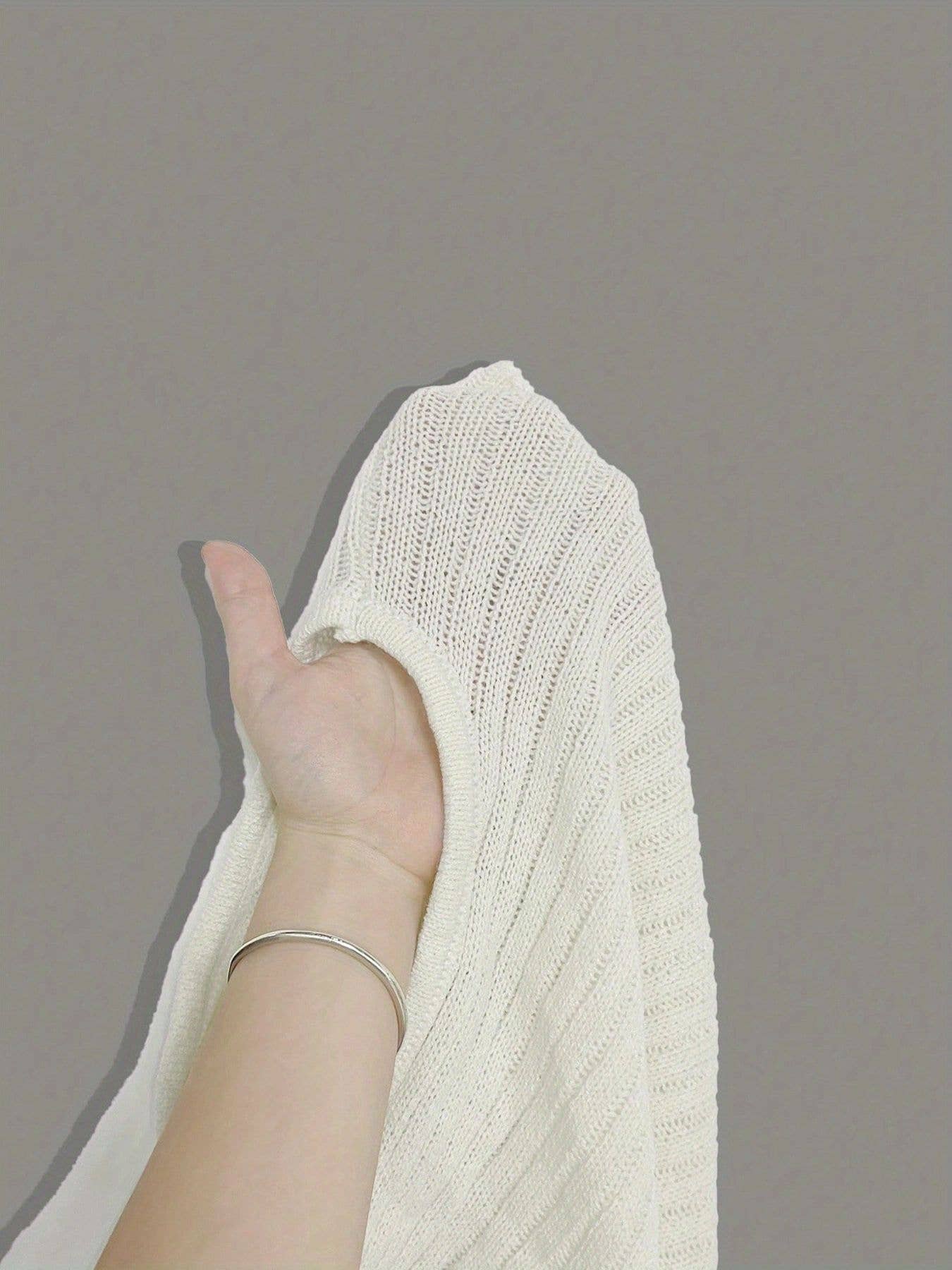 Threaded, fitted, slanted neck, crop top sweater