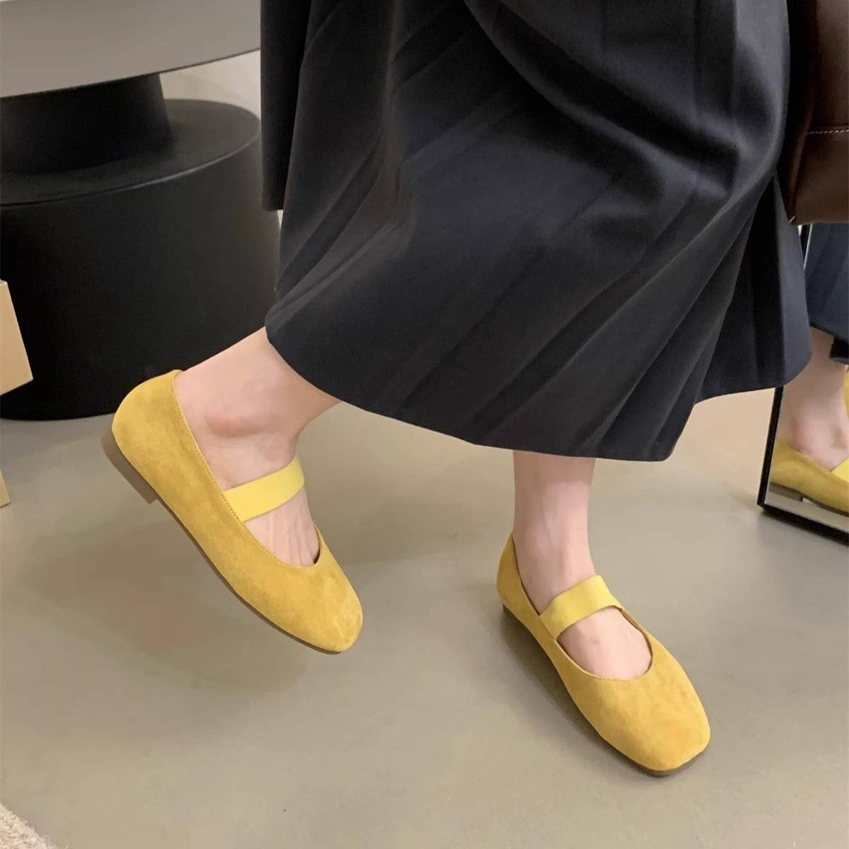 Suede Ballet Flats Mary Janes for Women_CWSHF0082