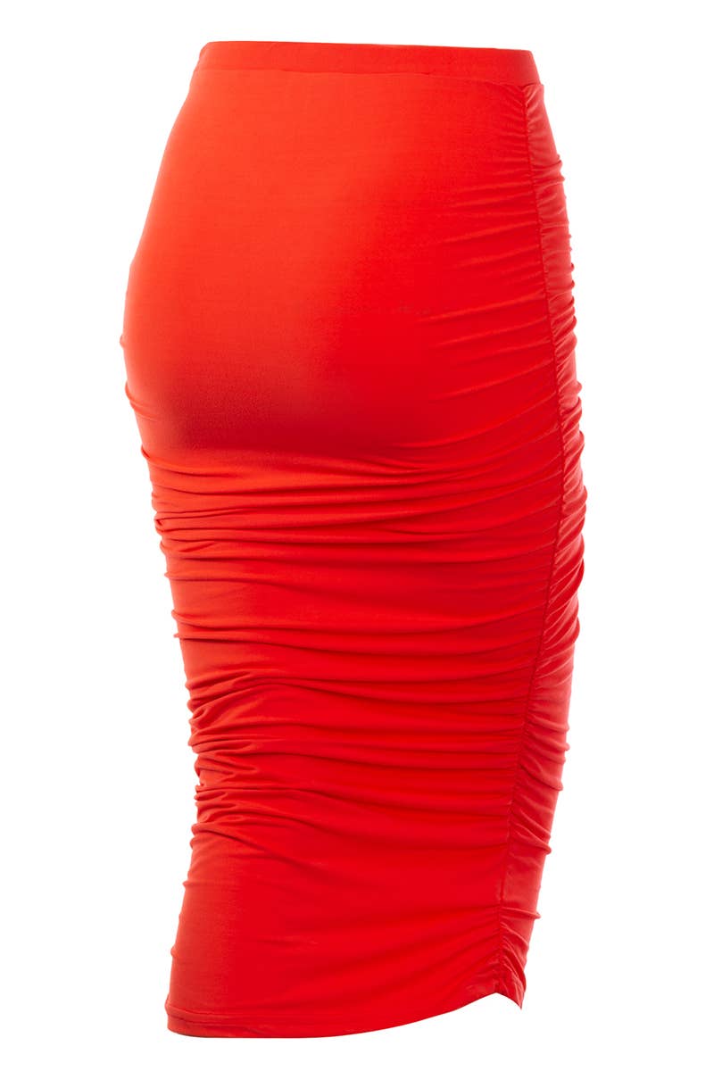 CWBMS070_PLUS Slim Fit Ruched Long Pencil Skirt