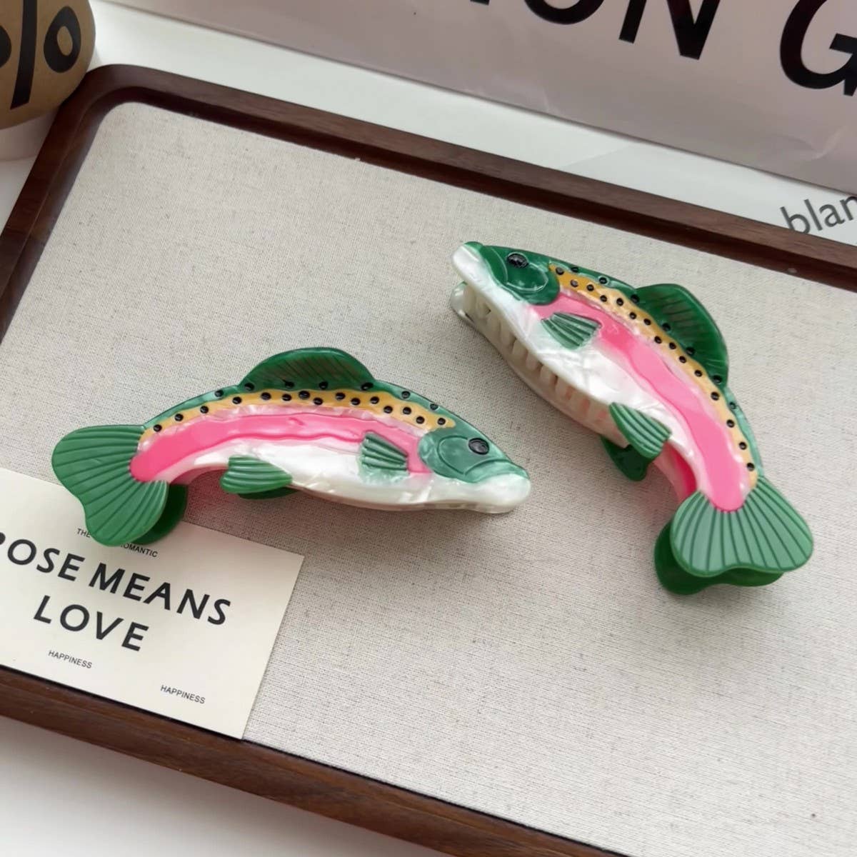 Rainbow Trout Acetate Hair Claw - Cute Shark Clip_CWAHA5711