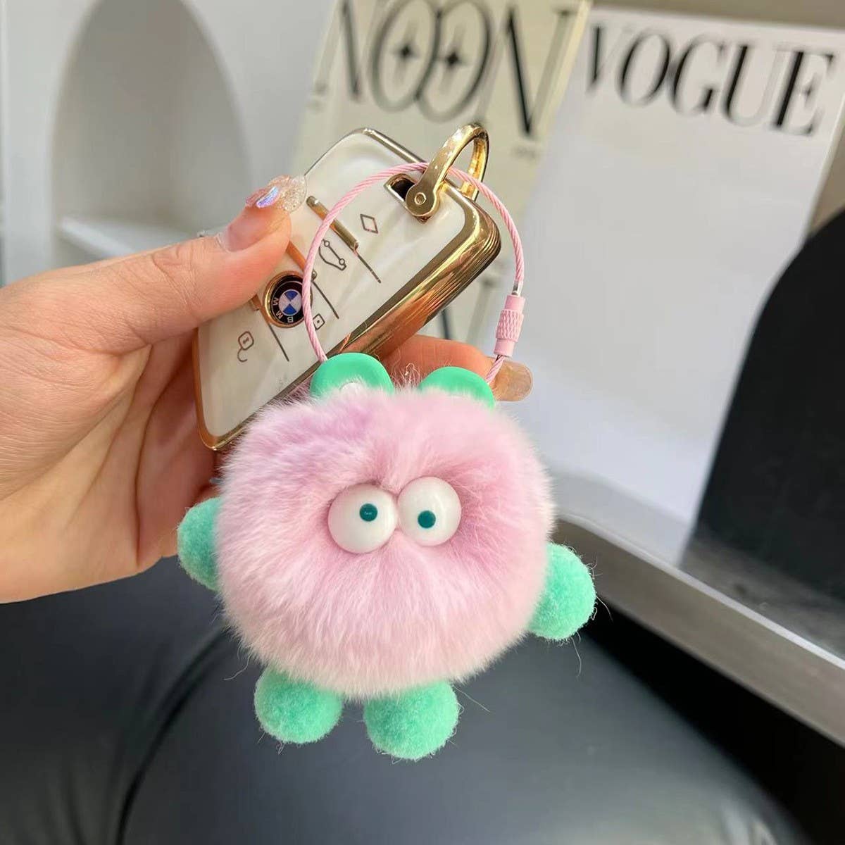 CUTE SMALL COAL BALL BAG PENDANT CAR KEYCHAIN