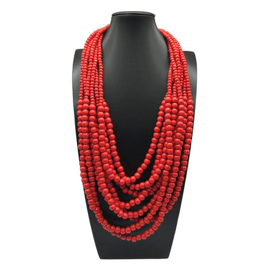 BOHEMIAN MULTI-LAYERED WOODEN BEADS NECKLACE_CWMM4737