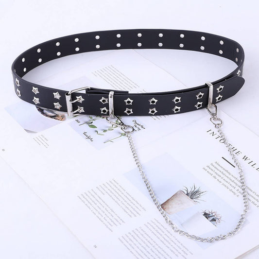 CWABE0895_FASHION CHAIN HOT STYLE STAR EYE BUCKLE WIDE BELT