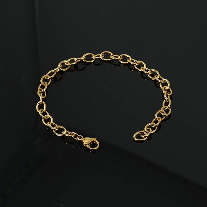 Stainless steel all-match 18K gold O-chain bracelet