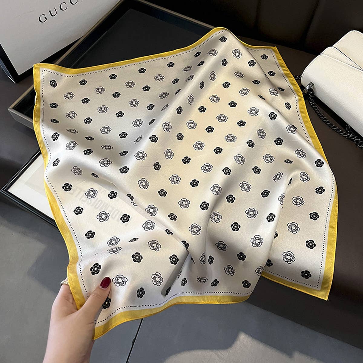 Polka Dot Silk Scarf ??Elegant Tie Shawl for Women_CWASC0549