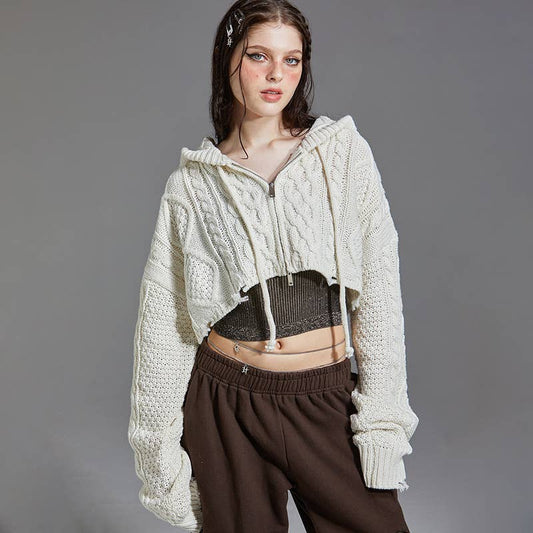 SPICE GIRL TWIST KNIT LOOSE WOOL SWEATER