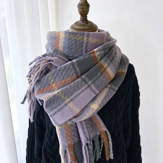 Plaid Thick Scarf ??Winter Warm Shawl with Tassels_CWASC1462