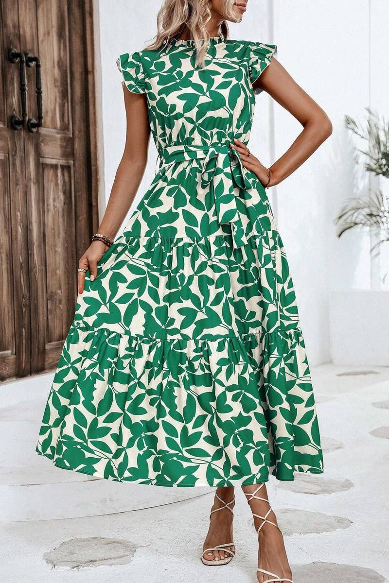 CWDMD4953_SUMMER RUFFLED FASHIONABLE PRINT FAIRY DRESS