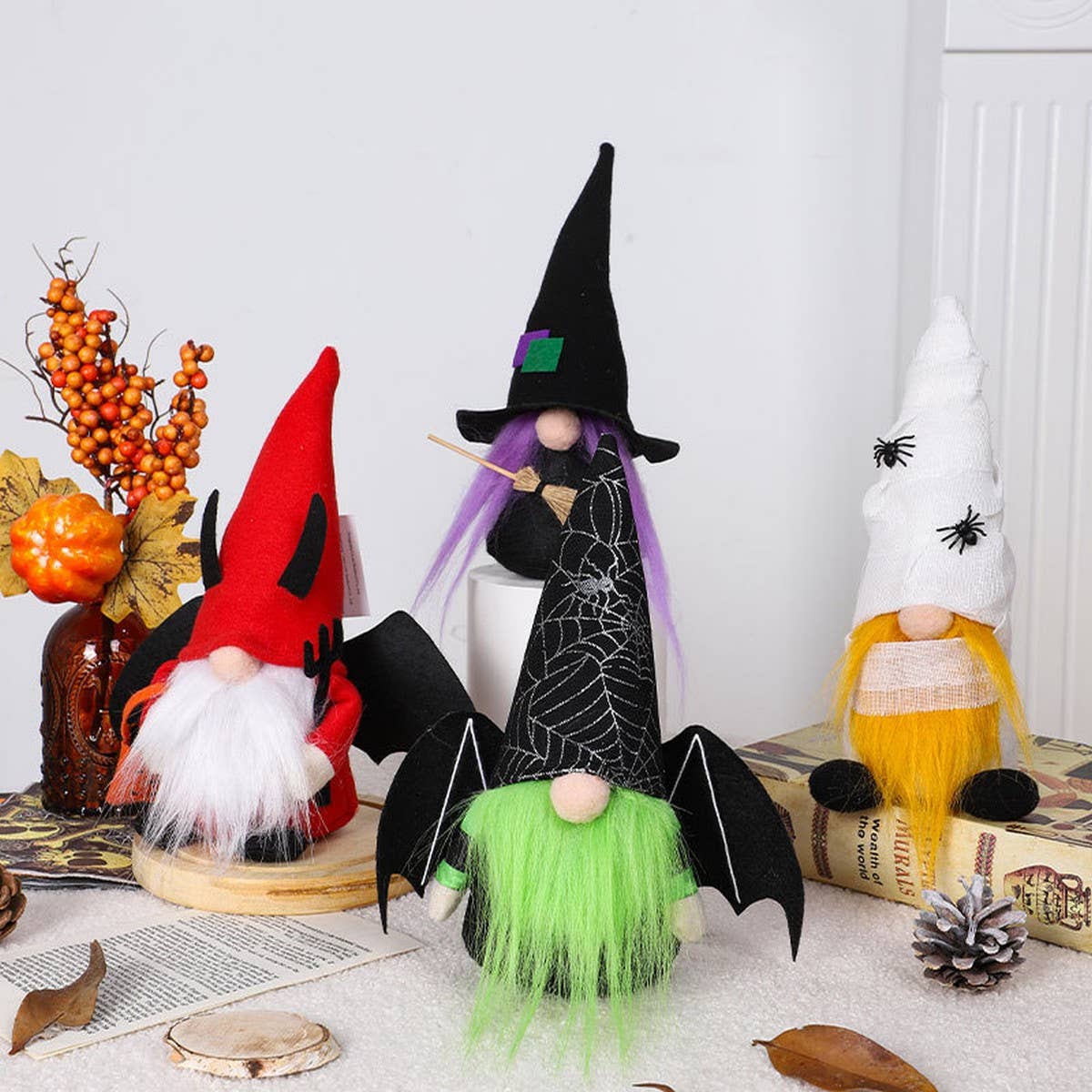 Cute Faceless Bat Gnome Halloween Figurine_CWMM9893