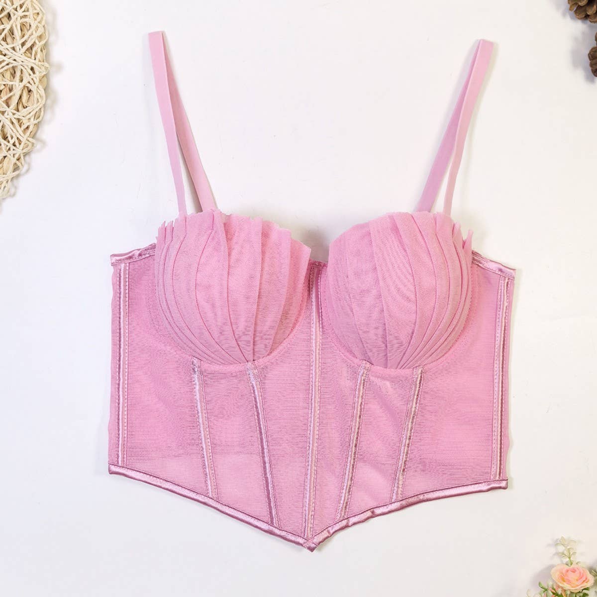 DESIGNER MESH LACE HERRINGBONE BRA