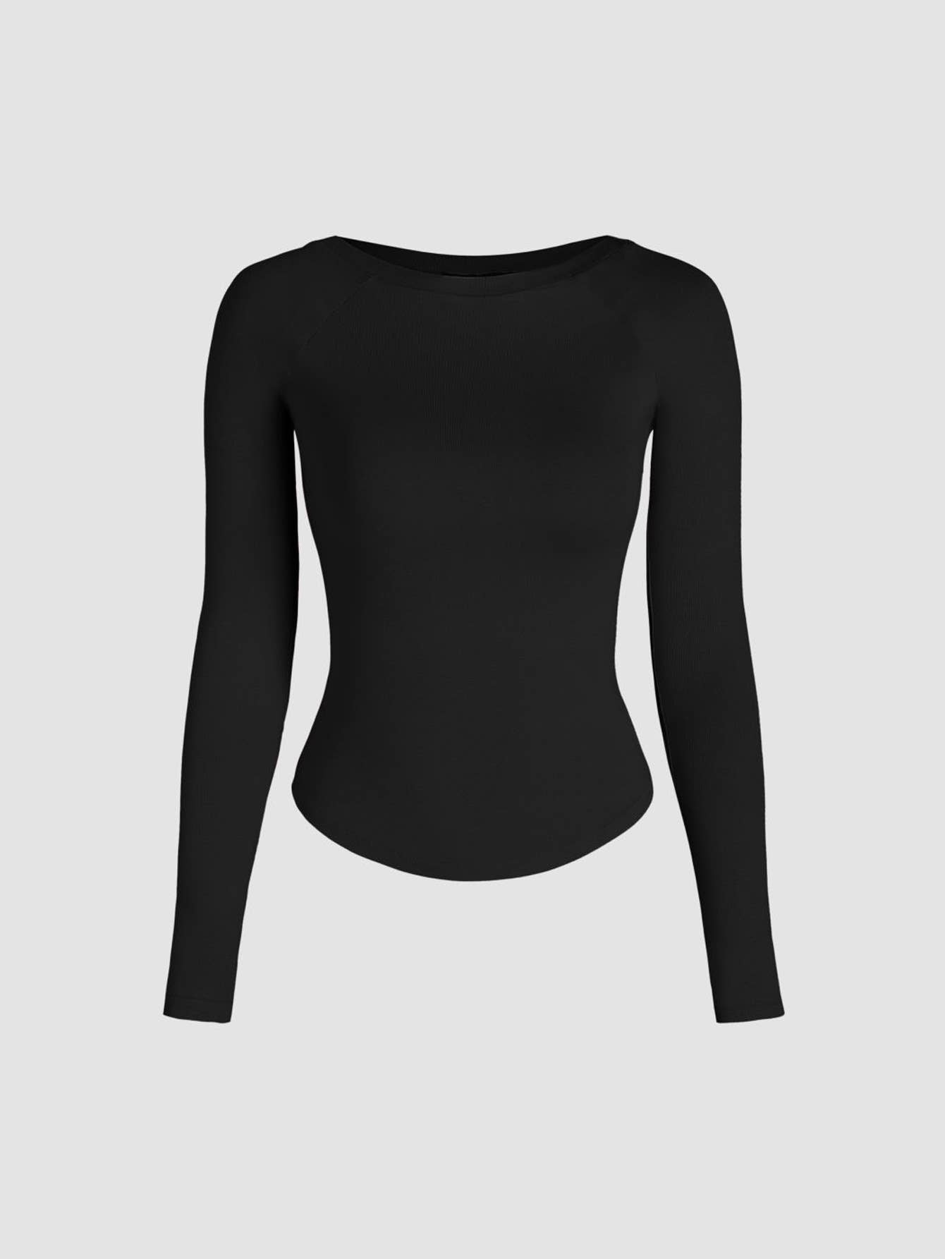 SLIM-FIT HIGH-ELASTIC KNIT LONG-SLEEVED TOP
