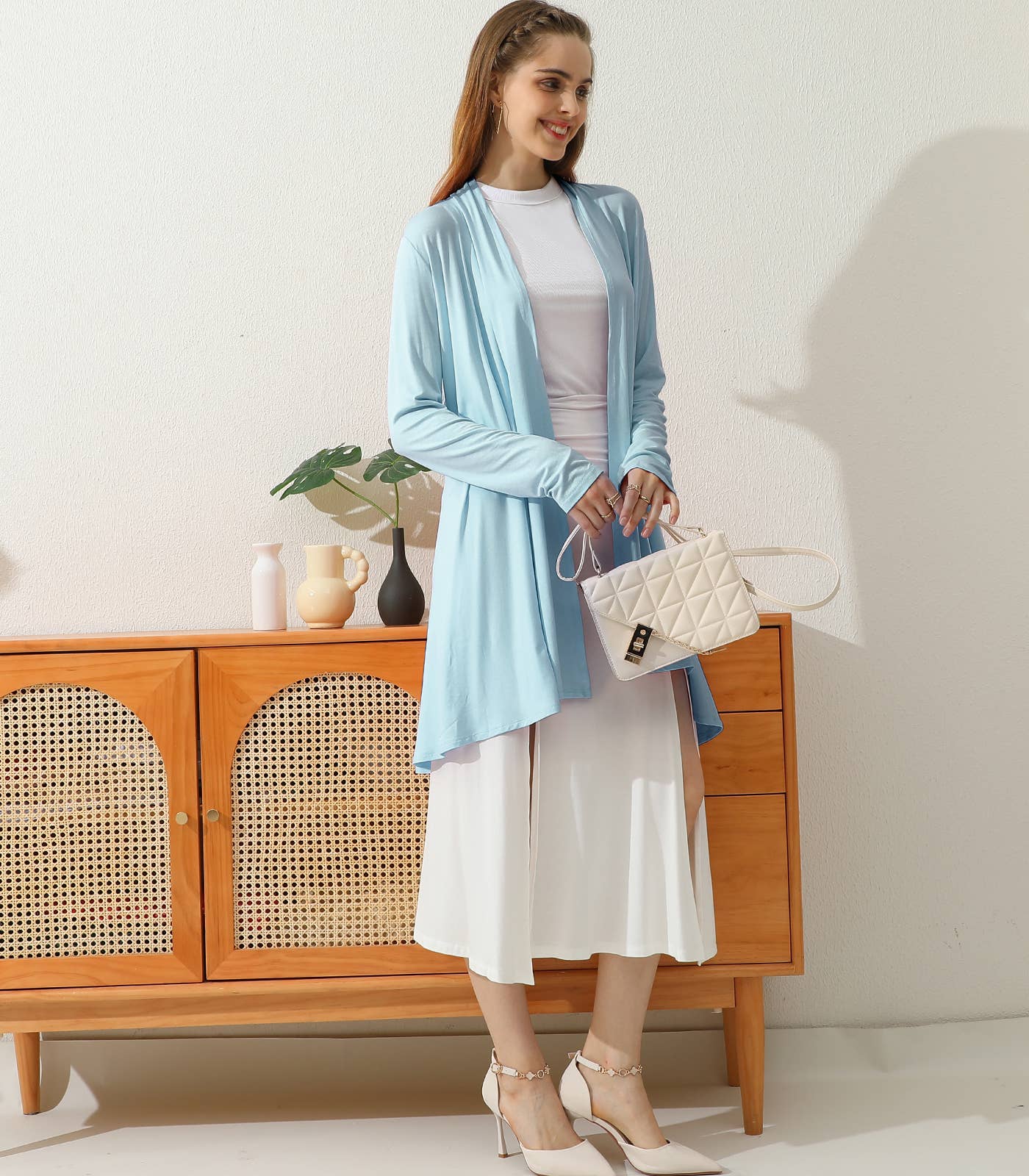 AWTL074_Long Sleeve Casual Open Front Long Cardigan