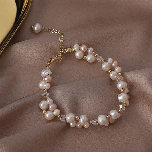 Niche design freshwater pearl patchwork bracelet