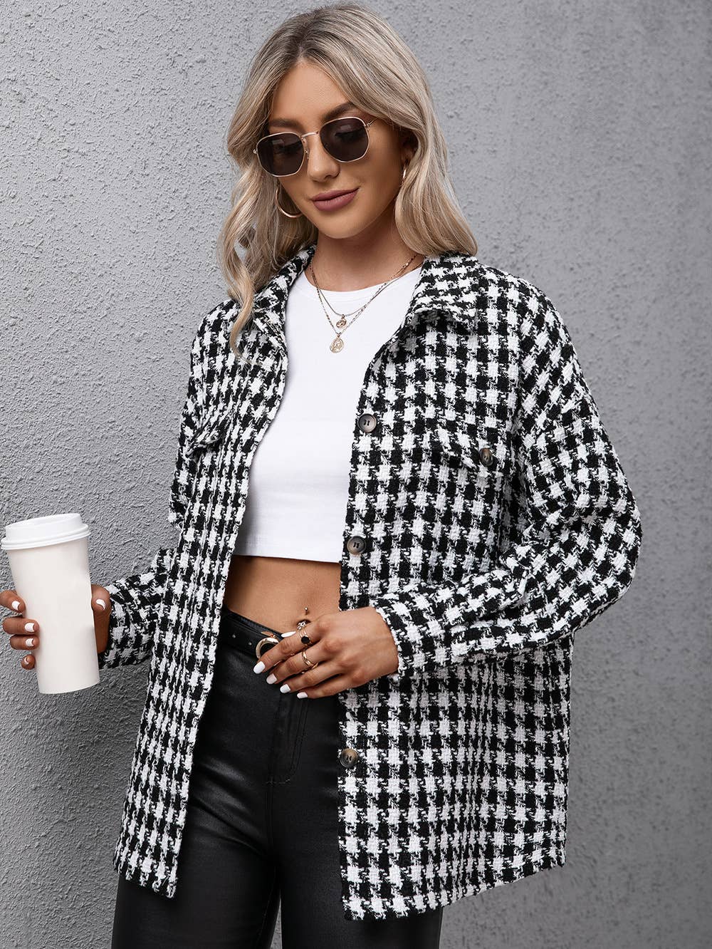 SINGLE BREASTED PLAID PLAID LAPEL TRENCH COAT
