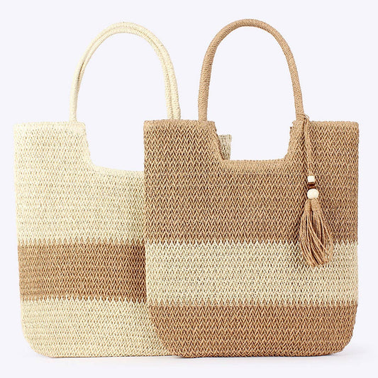 SIMPLE SOLID COLOR PAPER ROPE WOVEN BAG_CWAB4716