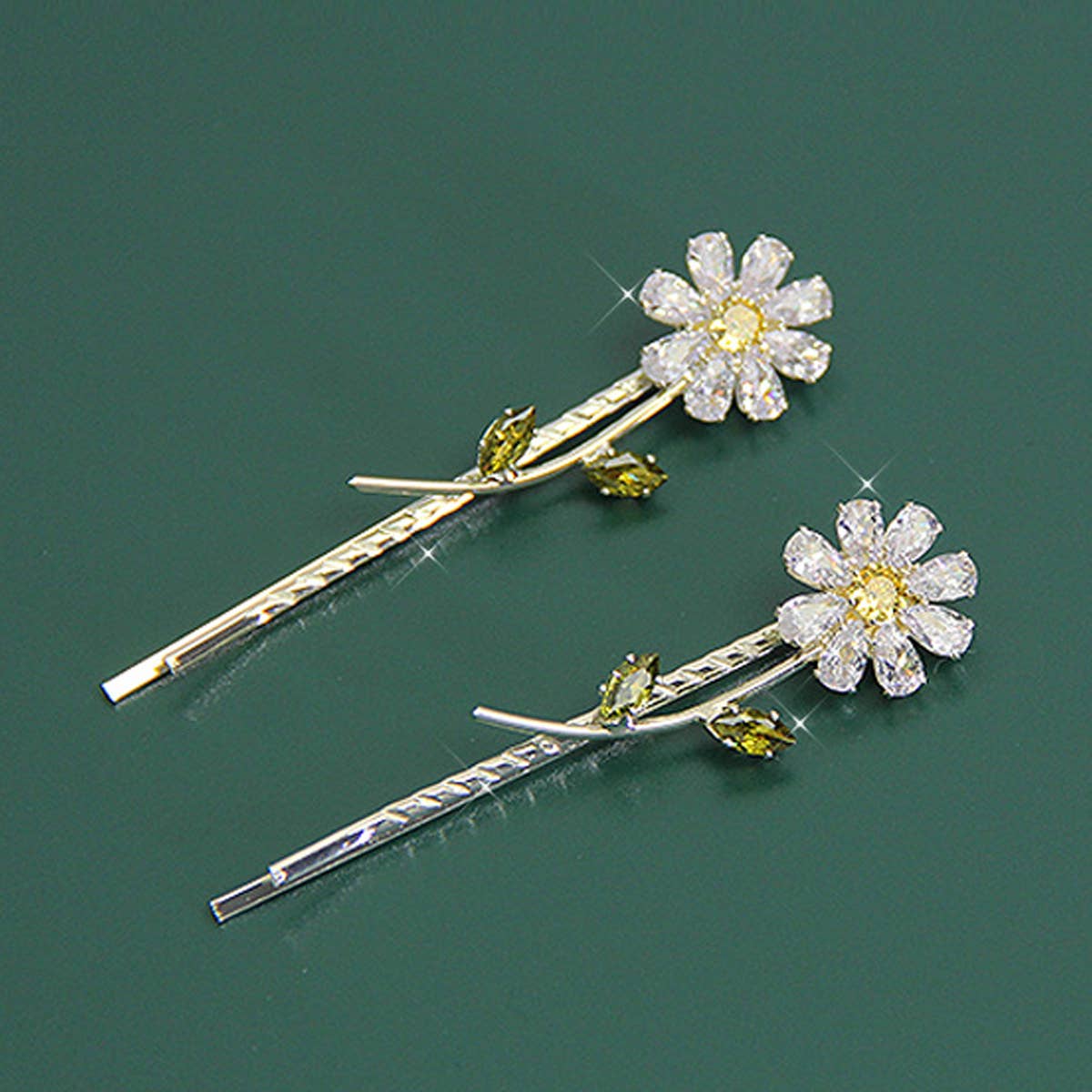 STYLISH ZIRCON SUNFLOWER HAIR PIN FOR GIRLS_CWAHA1209