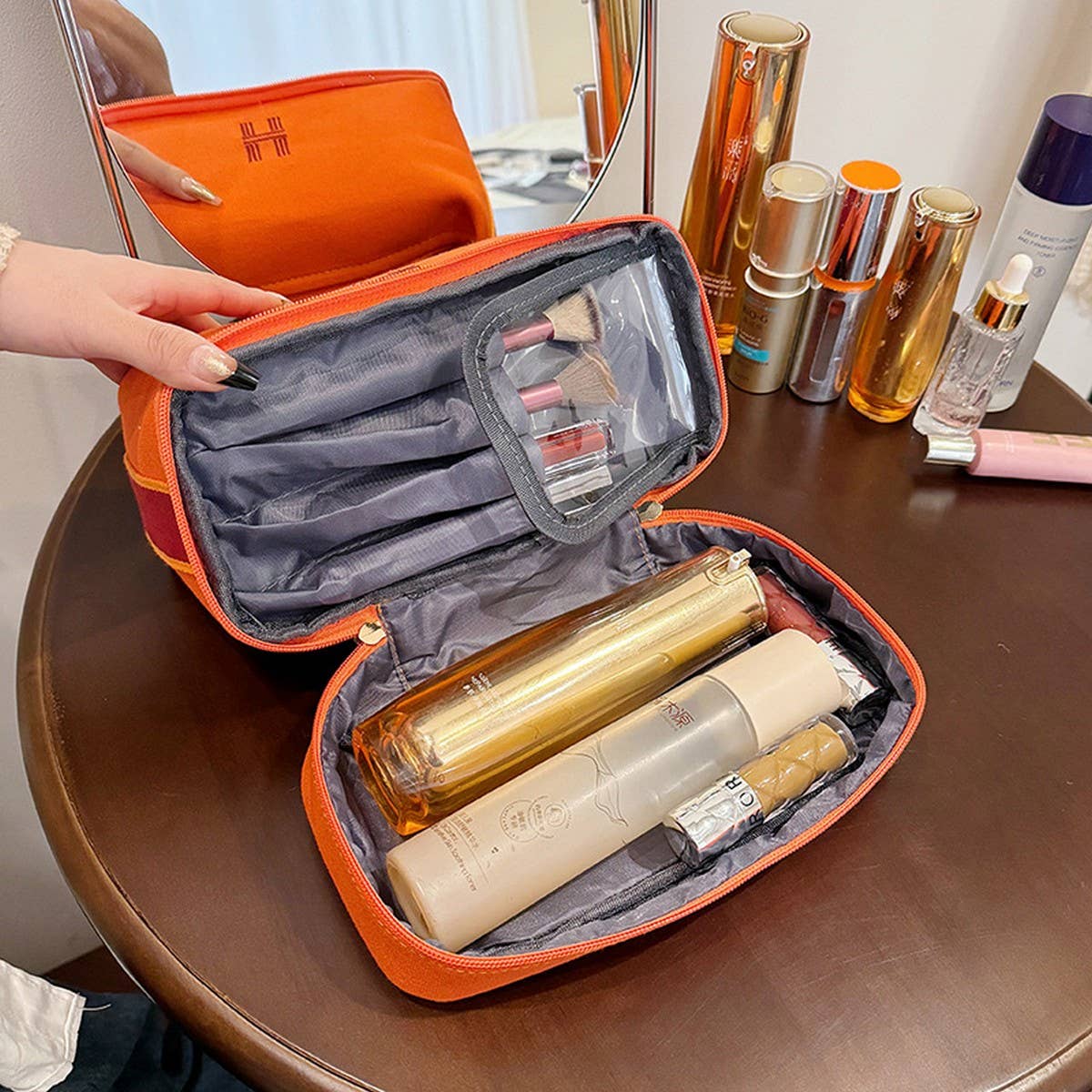 PORTABLE CANVAS LARGE CAPACITY COSMETIC BAG_CWAB4395