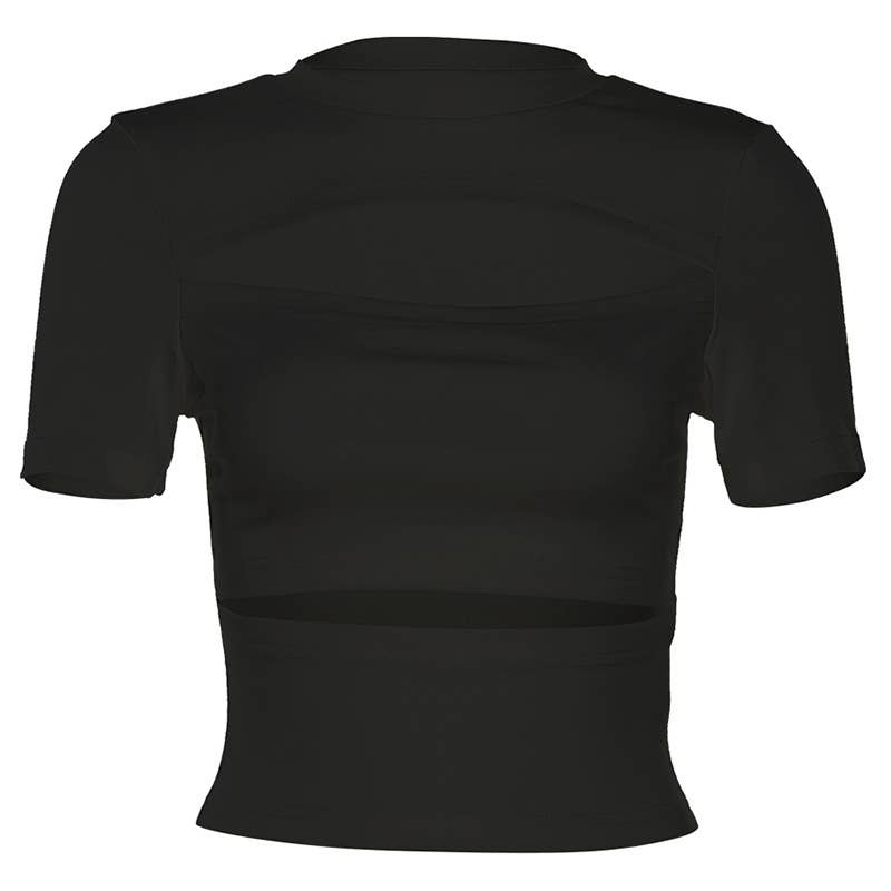 Solid color slim fit cropped tee