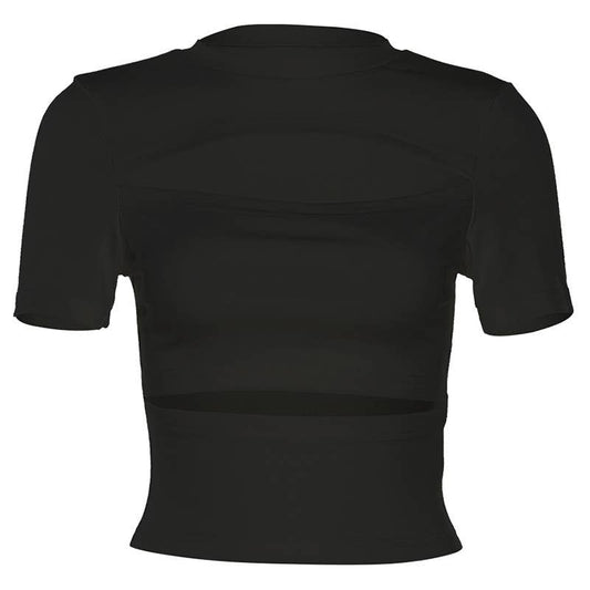 Solid color slim fit cropped tee