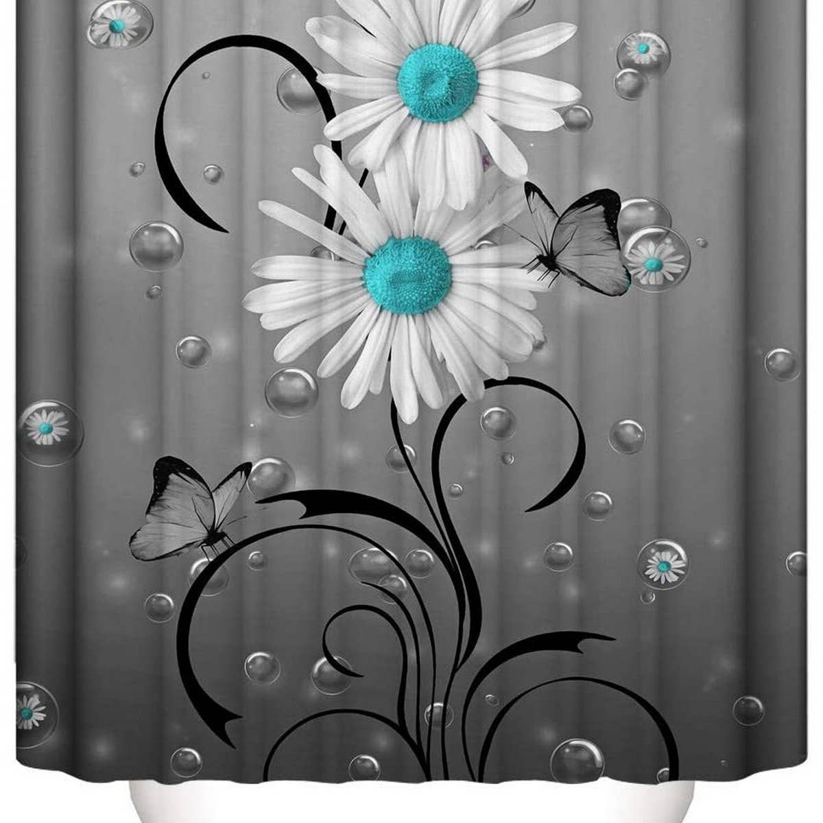 FLOWER WATERPROOF BATHROOM SHOWER CURTAIN