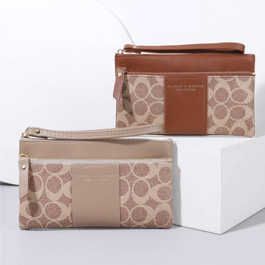 RETRO PRINTED LARGE CAPACITY ZIPPERED WALLET_CWAB1658