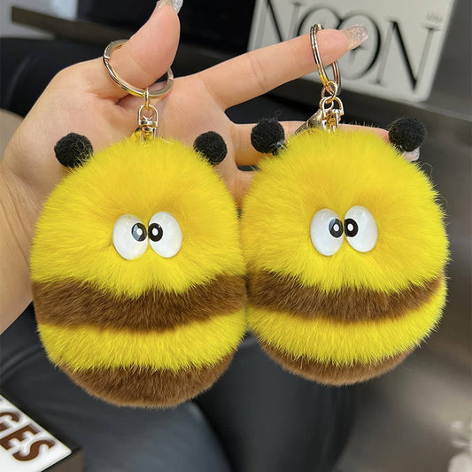 CUTE PLUSH BEE CAR KEYCHAIN BAG PENDANT GIFT