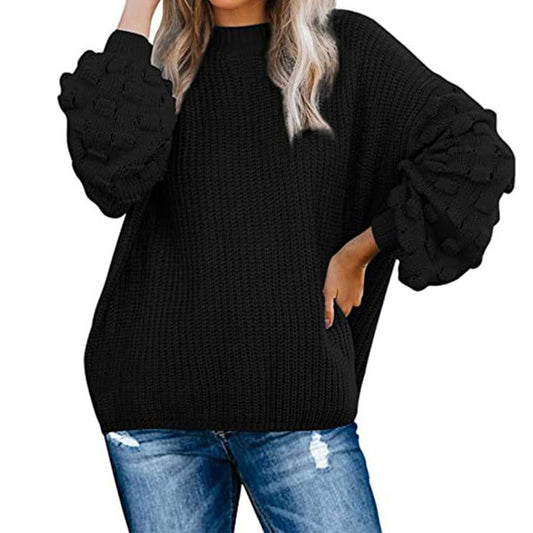 SWEATER KNITTED WITH LARGE SLEEVES AND CREW NECK
