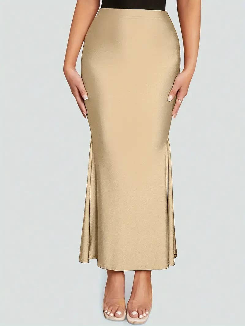 Fishtail knit elastic elastic waist long skirt