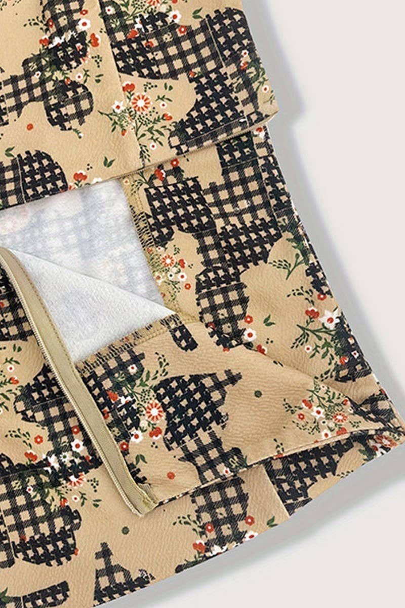 CWBMS0423_EARLY SPRING ELEGANT PRINTED BACK SLIT SKIRT