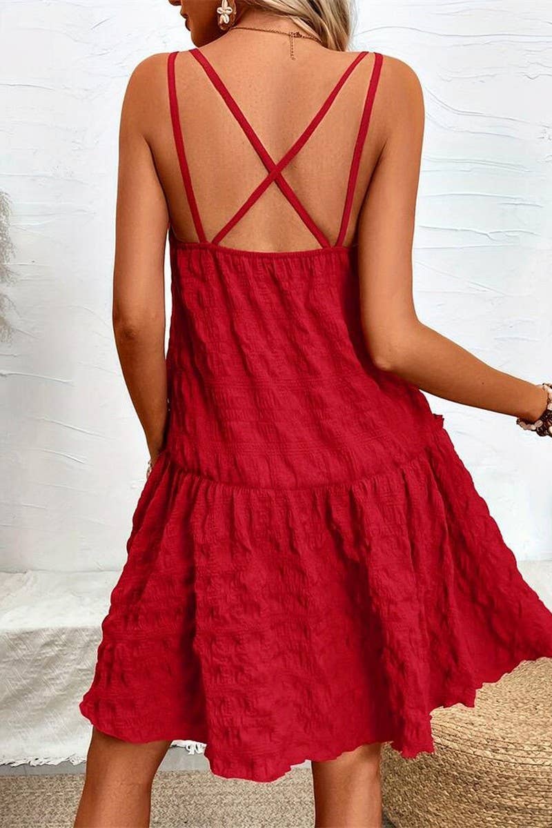 CWDHL0771_SOLID COLOR ELEGANT ROMANTIC SUSPENDER SKIRT