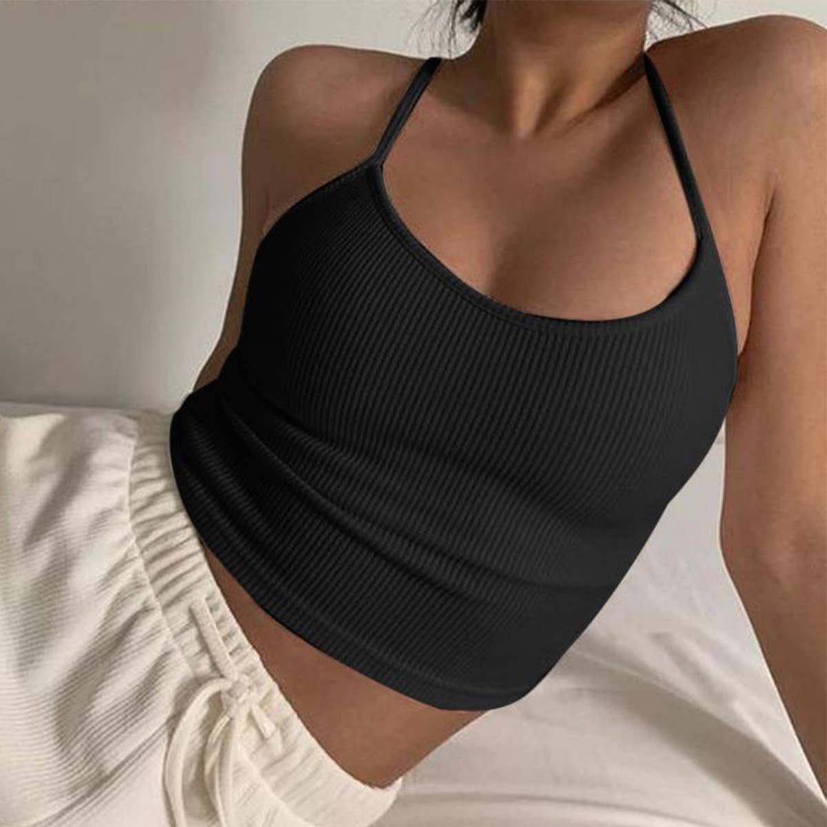 KNIT HALTER VEST WITH ALL THE STRAPS