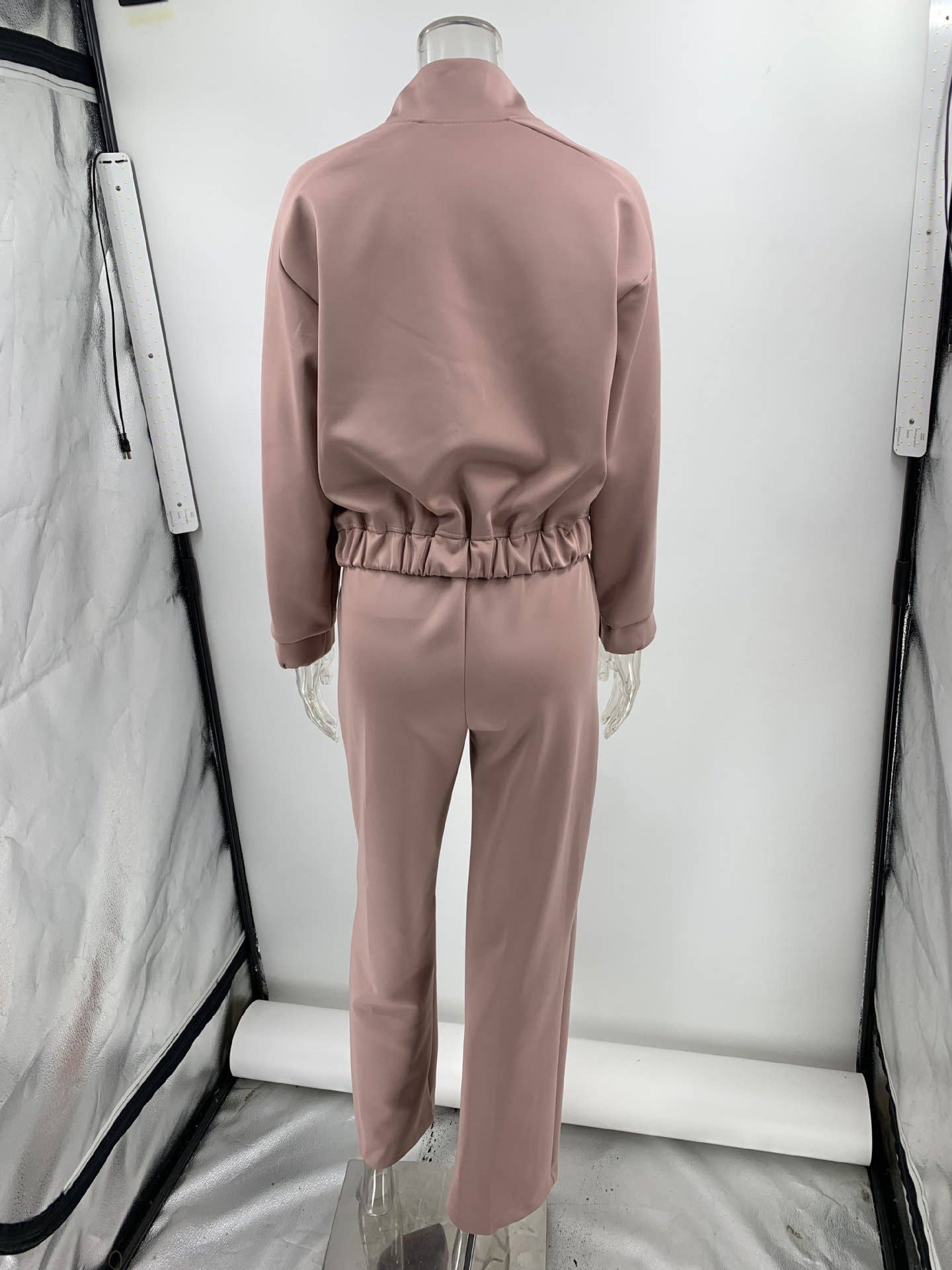 STYLISH CASUAL SOLID COLOR JACKET AND PANTS SUIT