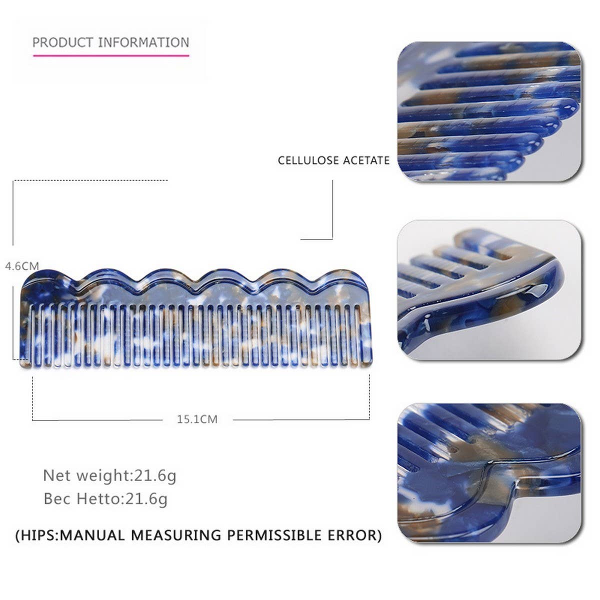 GRADIENT TEETH ACETATE COMB LEOPARD PRINT HAIRCOMB