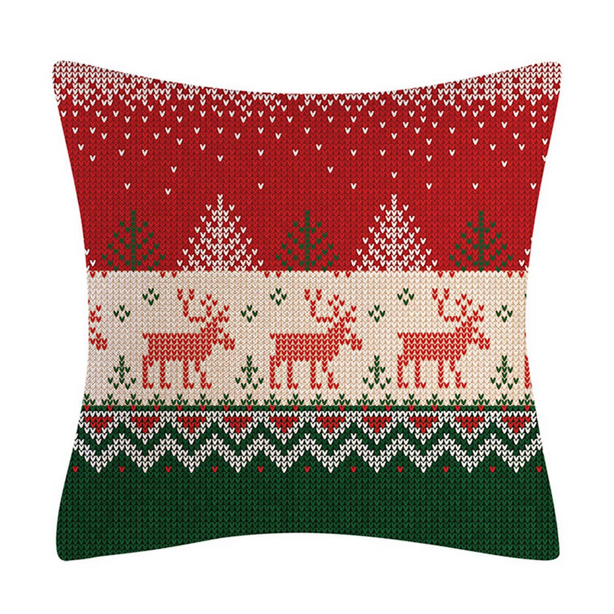 CHRISTMAS WOOL KNITTED STYLE RED PILLOWCASE