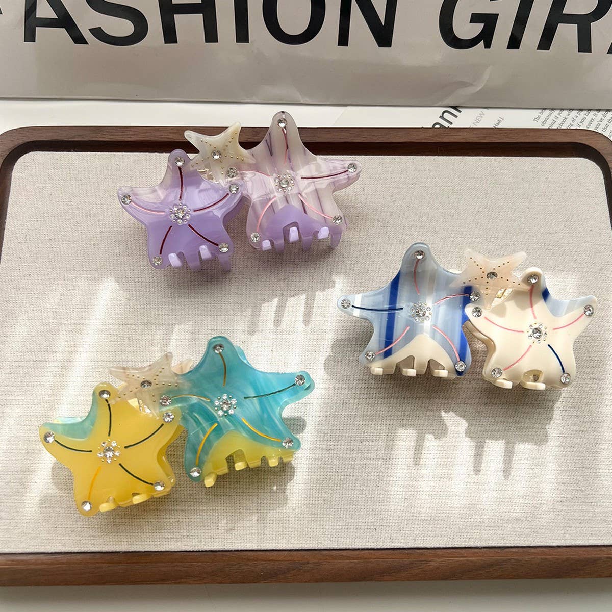 3D Starfish Acetate Hair Claw, Thick Hair Bun Clip_CWAHA5970