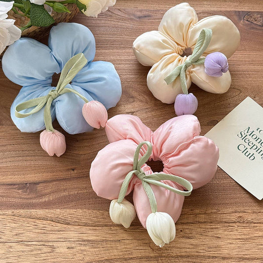 3D Tulip Scrunchie Hair Tie for Bun Style_CWAHA5504