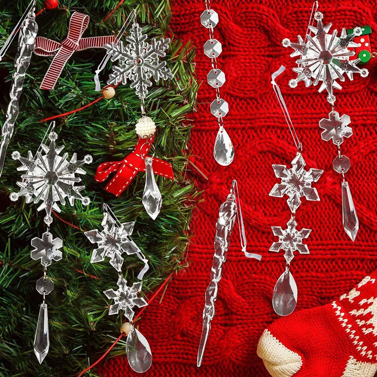 CWMM10168_CHRISTMAS ACRYLIC ICICLE SNOWFLAKE ORNAMENTS