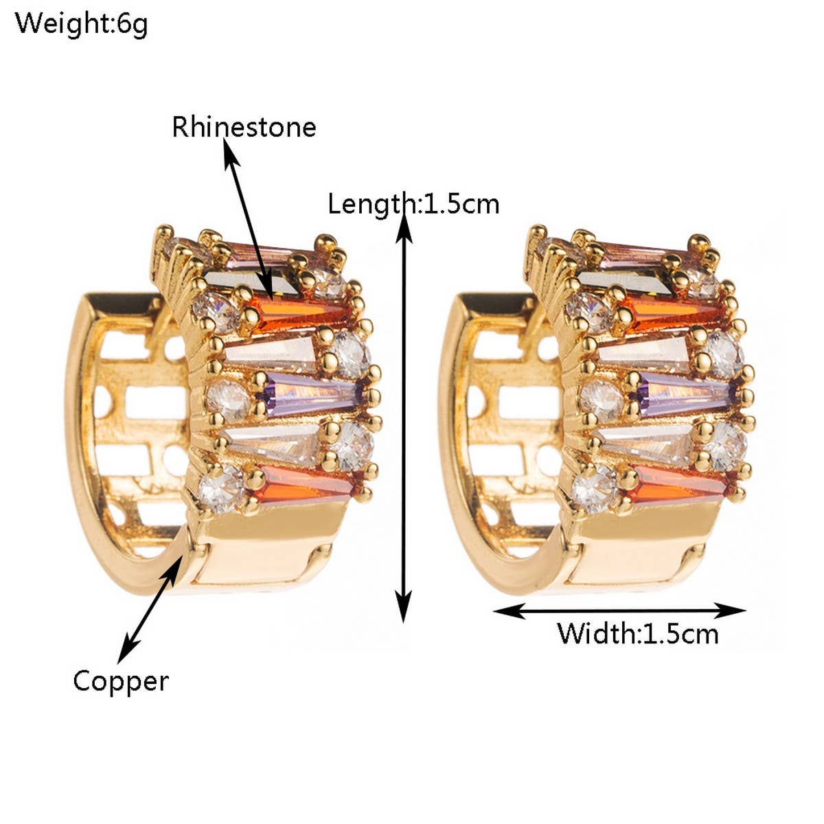 Colorful Gold-Plated Hoop Earrings Luxury Design