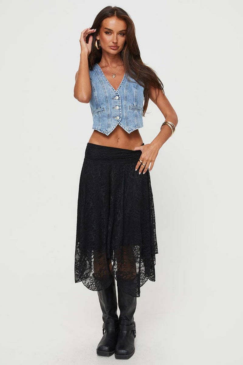 CWBMS0458_SOLID LACE ASYMMETRICAL HEM MIDI SKIRT