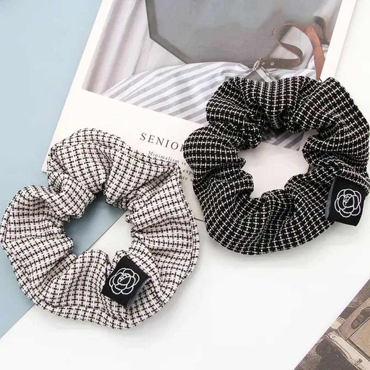 2PCS HAIR TIE PLAID PATTERN  SCRUNCHIE_CWAHA0181