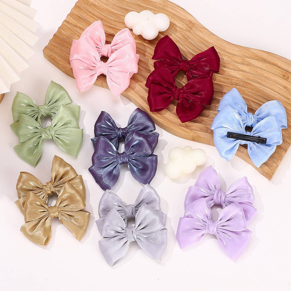 Solid Shiny Bow Hair Clip Set for JK Girls_CWAHA6719