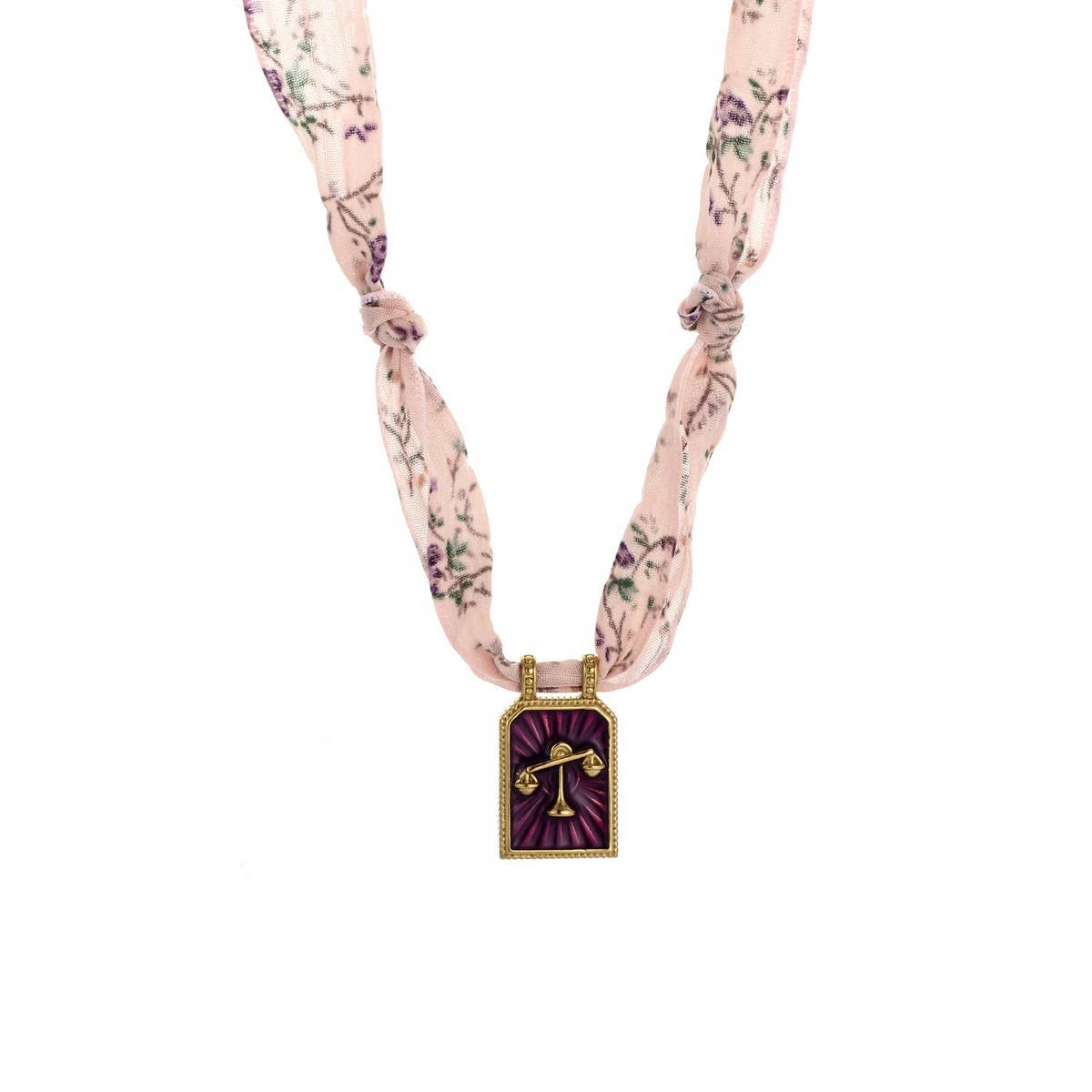 Handmade Zodiac Silk Scarf Necklace with Enamel