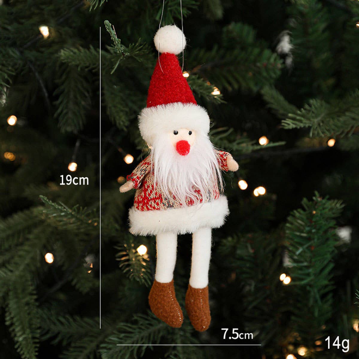 Red White Plush Snowman Christmas Tree Ornament_CWMM9675