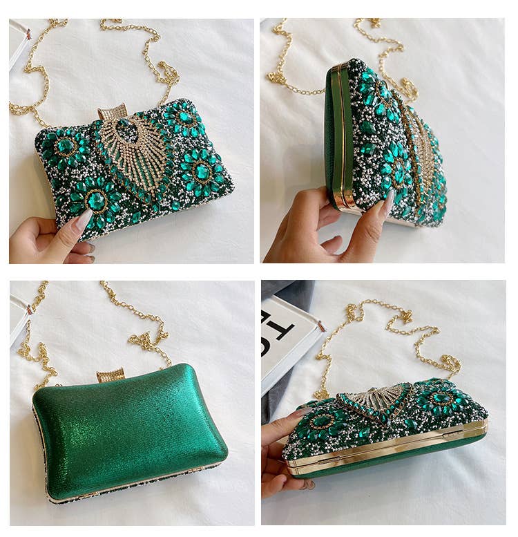 Fashionable rhinestone retro single-shoulder bag