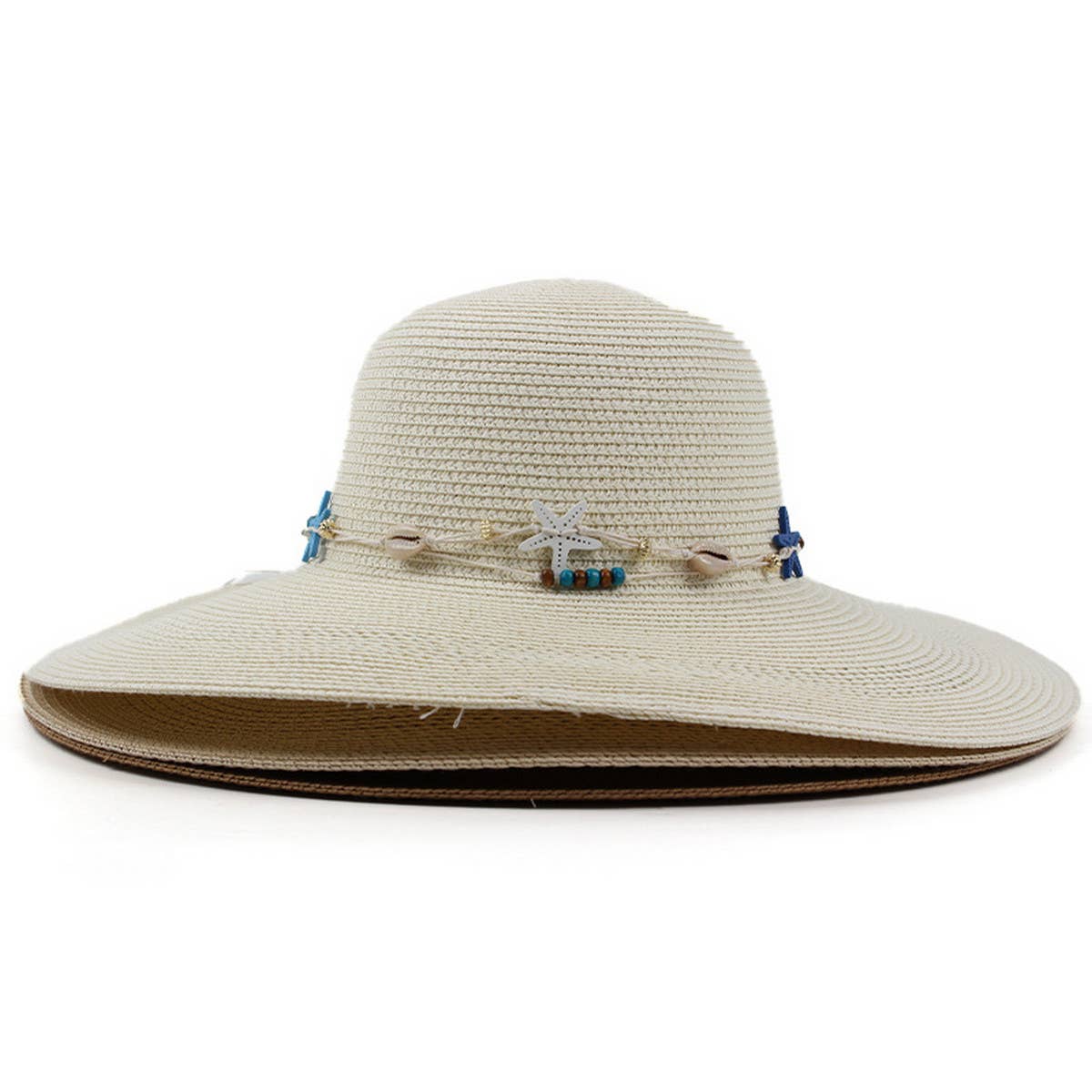 SUNSHADE STARFISH DECORATED DOME STRAW HAT_CWAH1195