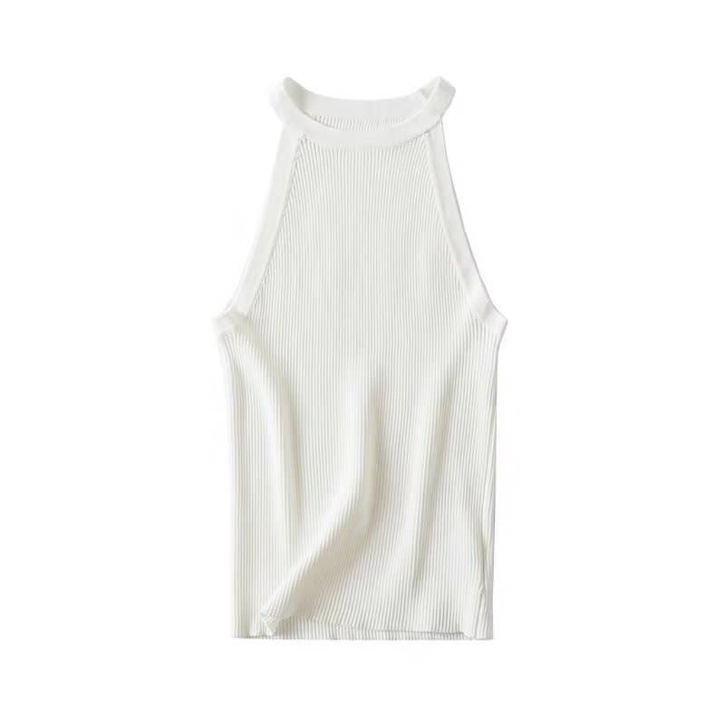 Strap knit top with neck hanging