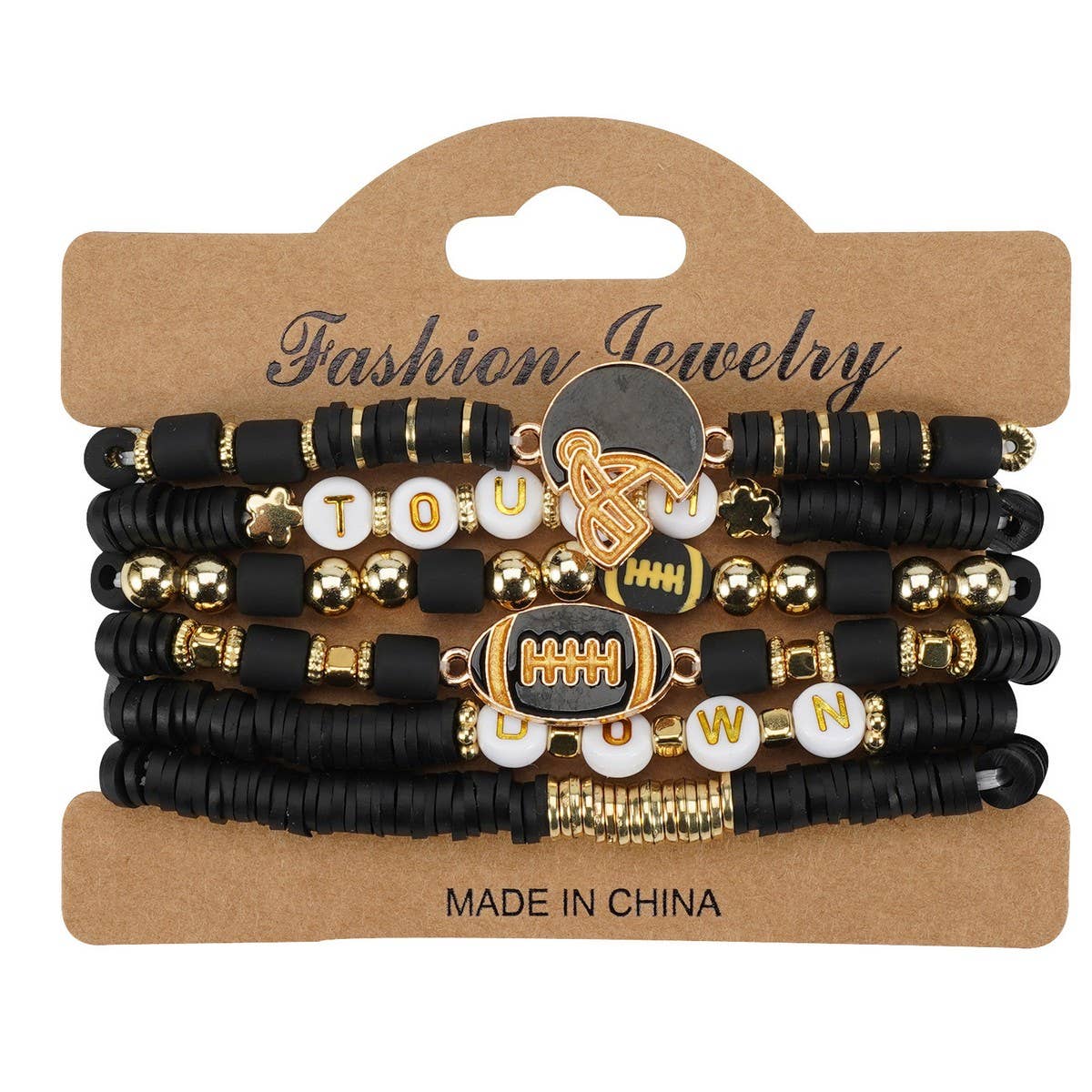 CWMM10455_FOOTBALL GAME DAY BEADED ELASTIC BRACELET