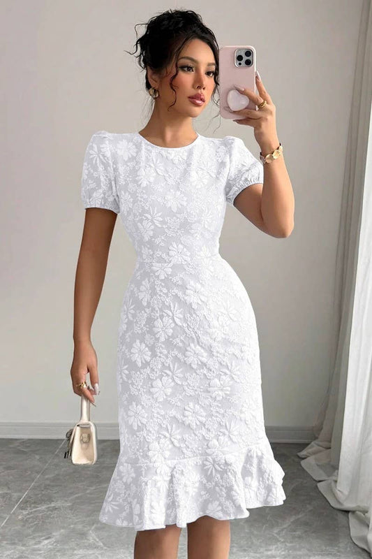 CWDMD5717_ELEGANT SLIM FIT KNEE-LENGTH BODYCON DRESS