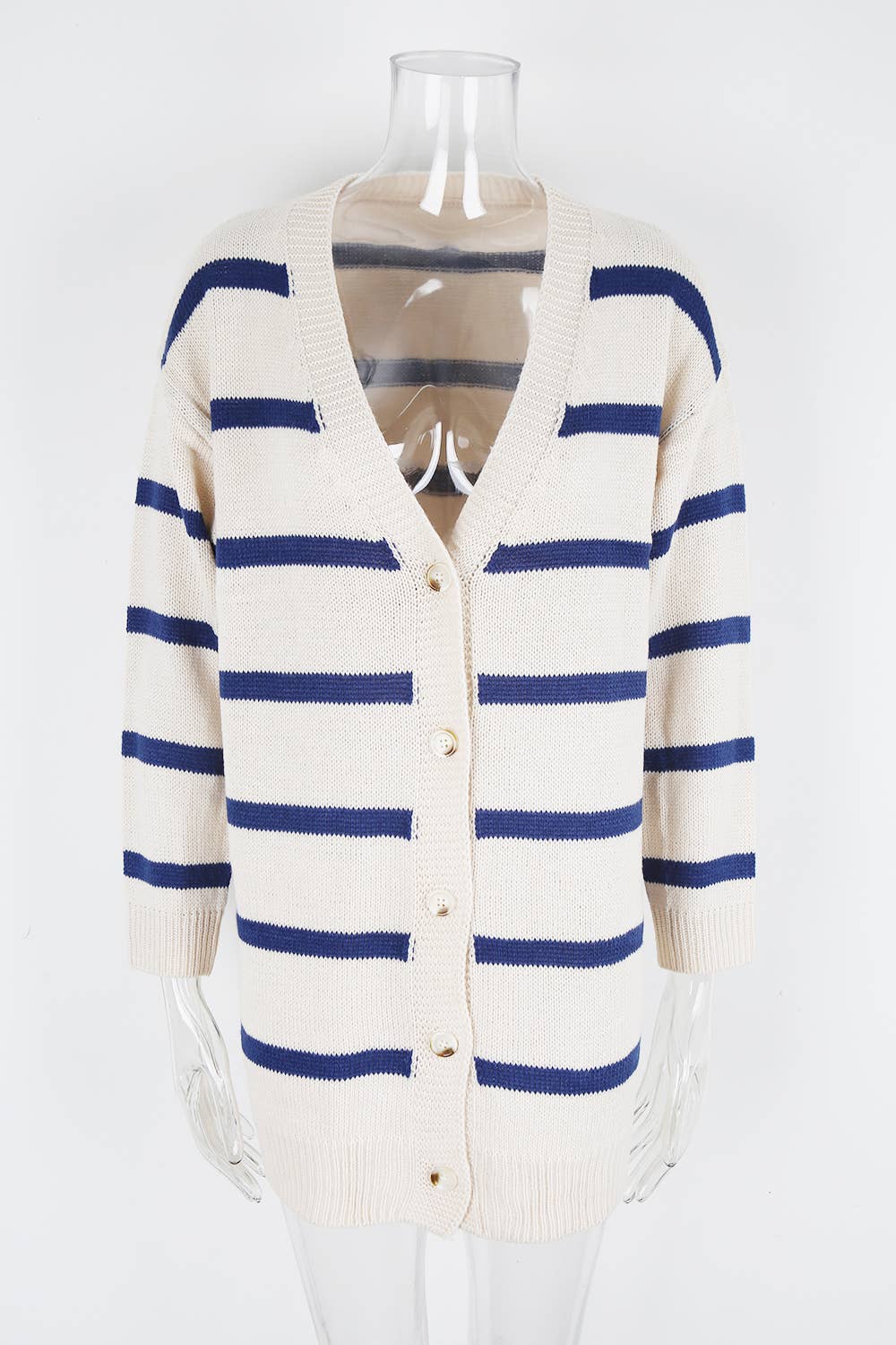 Simple and versatile button striped coat