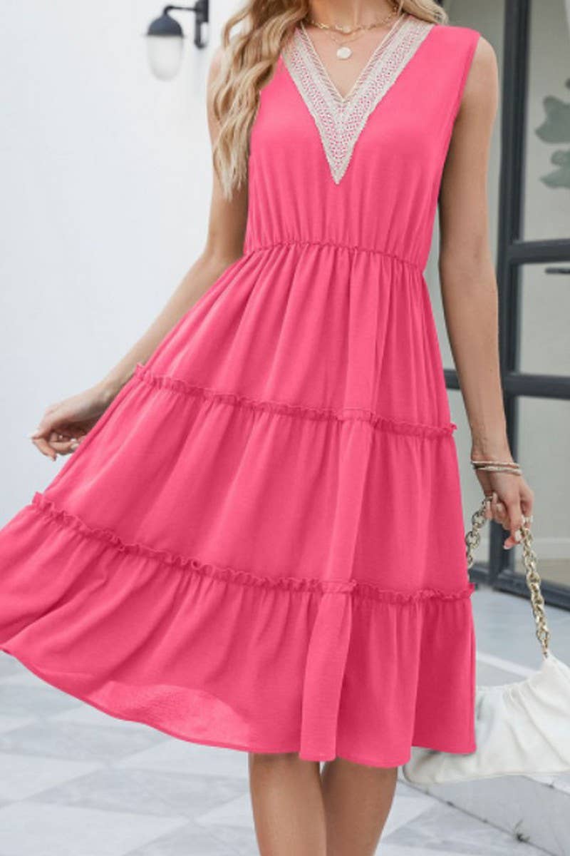 CWDMD5452_SLEEVELESS V-NECK LACE TRIM A-LINE MAXI DRESS